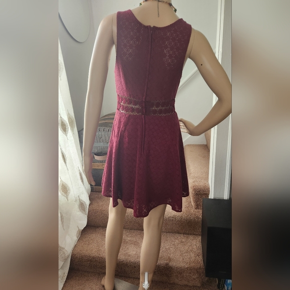 Free People Fitted With Daisies Red Floral A Line Fit Flare Mini Dress - Picture 5 of 7